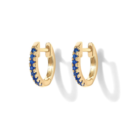 PAVOI 14K Gold Plated Sterling Silver Post Huggies | Cubic Zirconia Huggie Earrings for Women | Green, Garnet, Spinel Blue, Black, Multicolored Stones