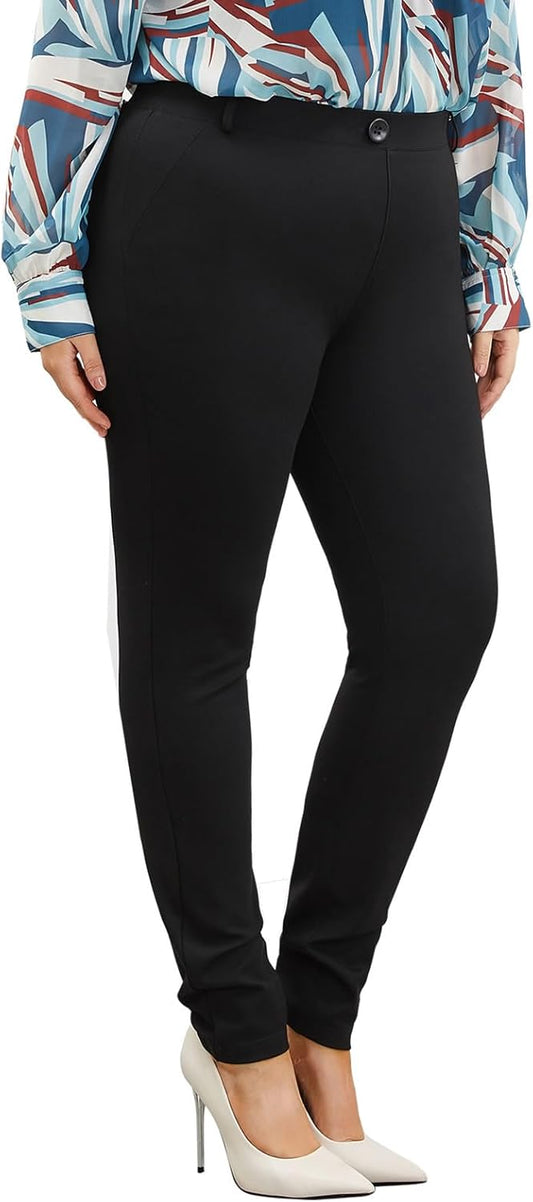 Plus Size Women's Skinny-Leg Dress Pants - High Waisted Slacks for Business Casual,Work Clothes for Office
