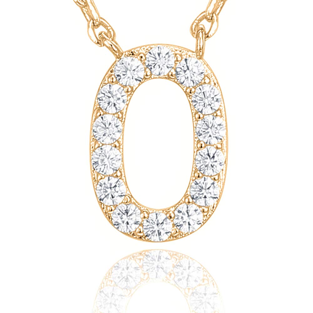 PAVOI 14K White Gold Plated Cubic Zirconia Initial Necklace | Letter Dainty Necklaces for Women