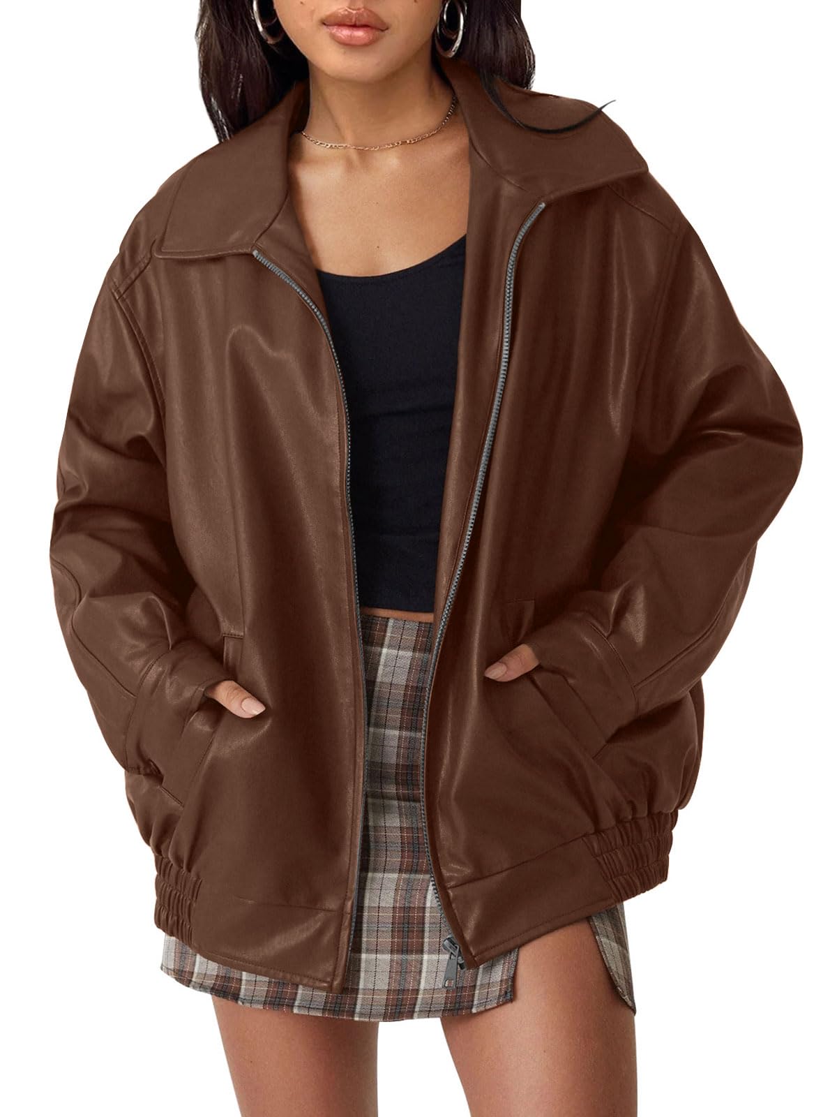 AUTOMET Womens Oversized Leather Jackets Faux Suede Fall Fashion Motorcycle Coats Winter Outfits Clothes Y2k Tops