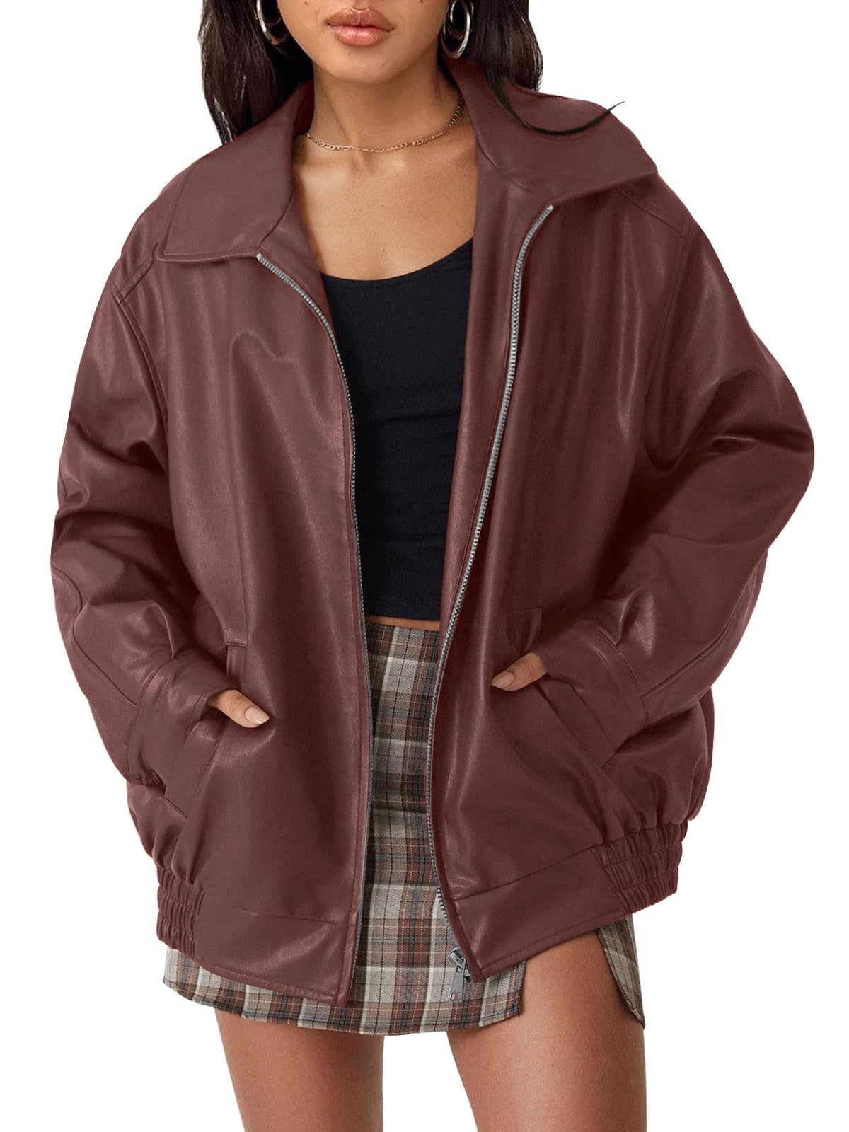 AUTOMET Womens Oversized Leather Jackets Faux Suede Fall Fashion Motorcycle Coats Winter Outfits Clothes Y2k Tops