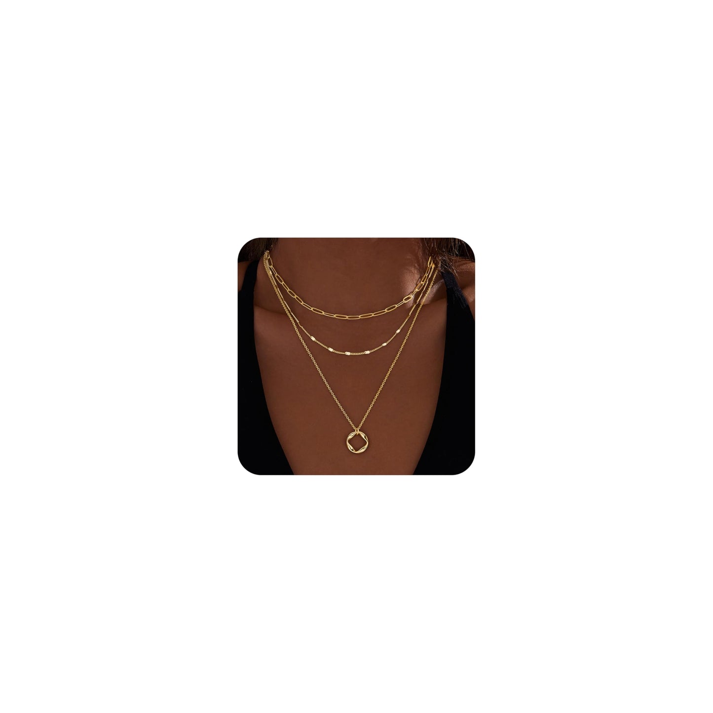 Layered Gold Necklaces for Women,Stackable Dainty 14K Gold Silver Plated Trendy Circle Paperclip Chain Pendant Choker Necklace,Simpl Diamond Cross Bow Jewelry Set Gifts for Women