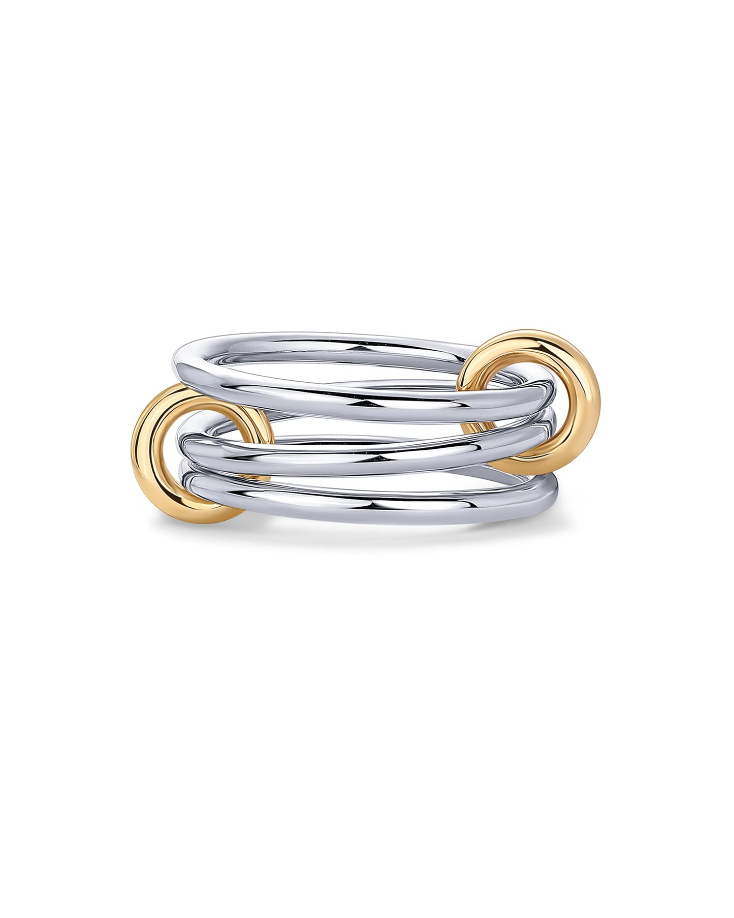 PAVOI 14K Gold Plated Interlocked Stackable Rings for Women - Statement Mixed Metals Multi Ring Stack - Cubic Zirconia Two-Toned Connected Bands Stacking Jewelry