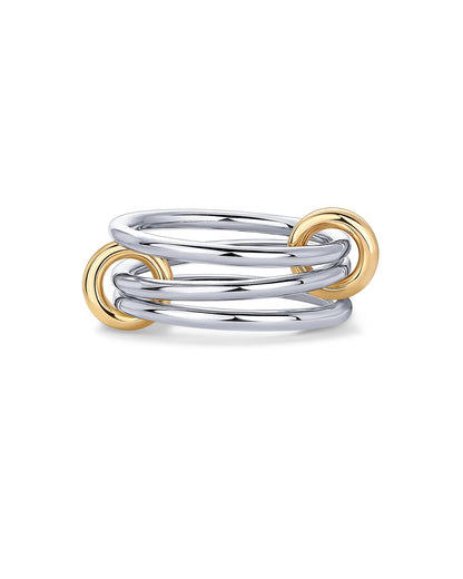 PAVOI 14K Gold Plated Interlocked Stackable Rings for Women - Statement Mixed Metals Multi Ring Stack - Cubic Zirconia Two-Toned Connected Bands Stacking Jewelry
