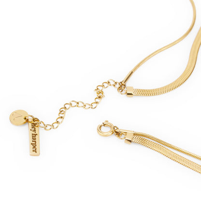 Hey Harper Nassau Necklace - Waterproof & Sweatproof Simple Womens Necklaces for Everyday Wear - Silver, Rose Gold, Gold Necklaces for Women - Stainless Steel Necklace - Herringbone Chain with 14k Golden Color PVD Coating - Necklaces for Women Trendy