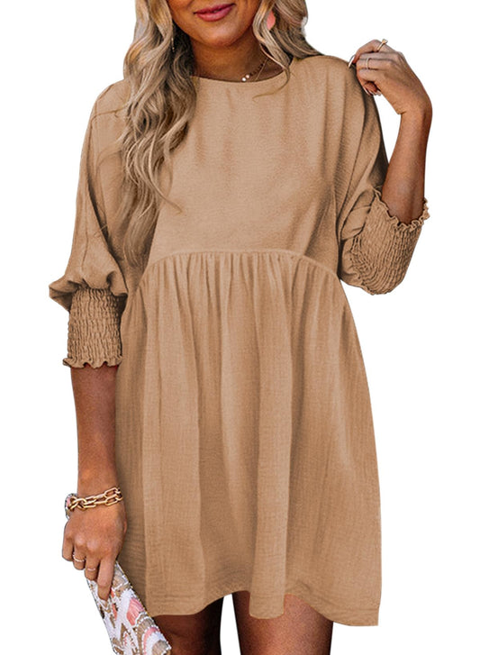 Dokotoo Womens Summer Dresses Casual Tunic Dress Short Sleeve Crew Neck Flowy Babydoll Dress