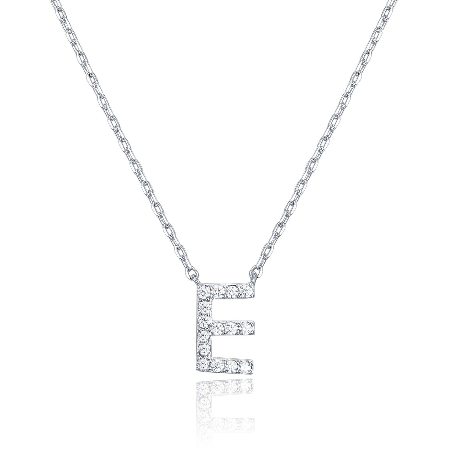 PAVOI 14K White Gold Plated Cubic Zirconia Initial Necklace | Letter Dainty Necklaces for Women
