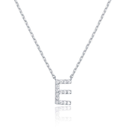 PAVOI 14K White Gold Plated Cubic Zirconia Initial Necklace | Letter Dainty Necklaces for Women
