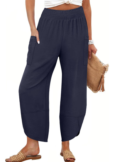 ANRABESS Womens Wide Leg Palazzo Capri Pants 2025 Summer Casual Loose High Waisted Lounge Flowy Cropped Beach Work Trousers