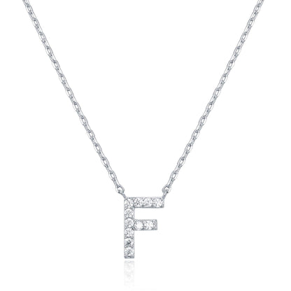 PAVOI 14K White Gold Plated Cubic Zirconia Initial Necklace | Letter Dainty Necklaces for Women