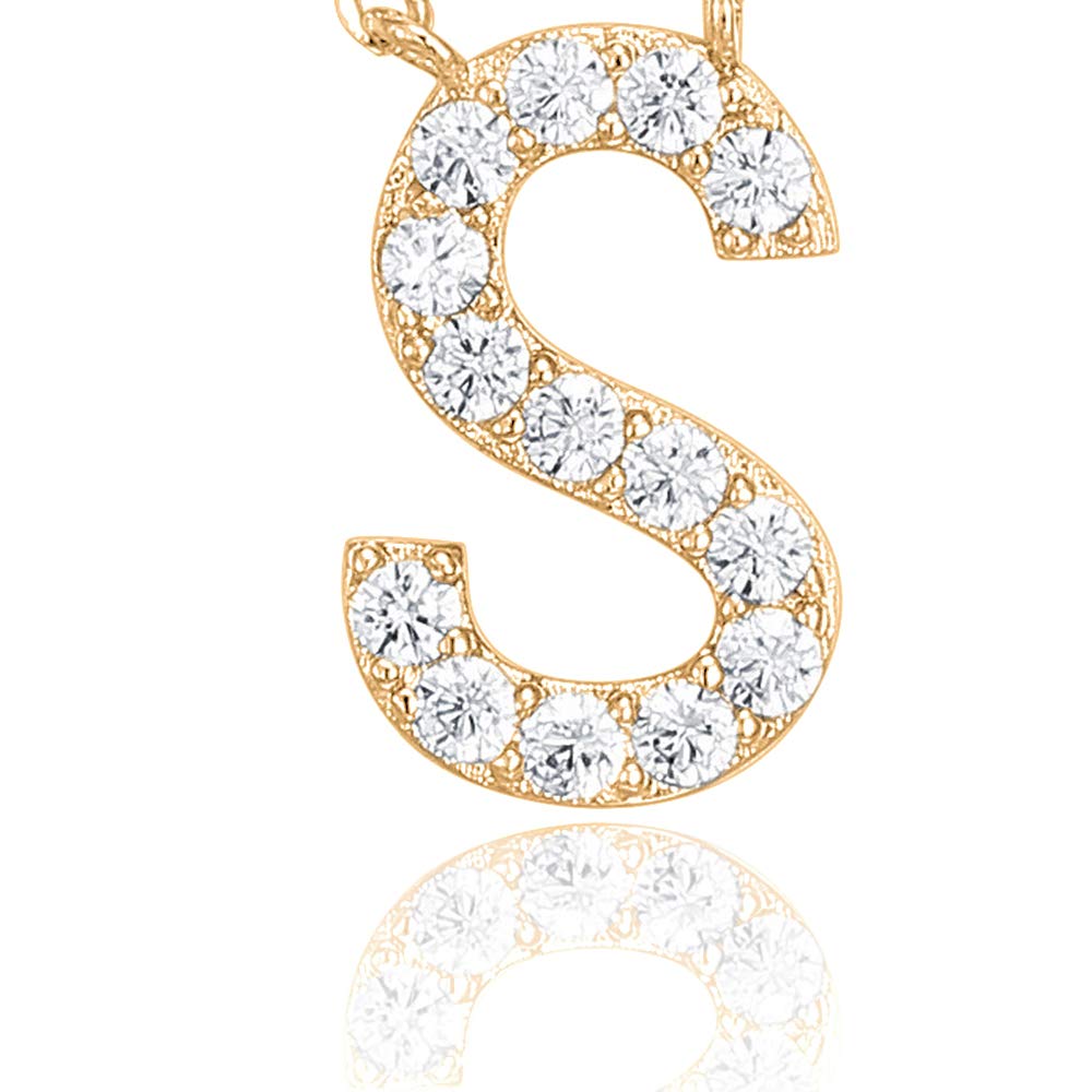 PAVOI 14K White Gold Plated Cubic Zirconia Initial Necklace | Letter Dainty Necklaces for Women