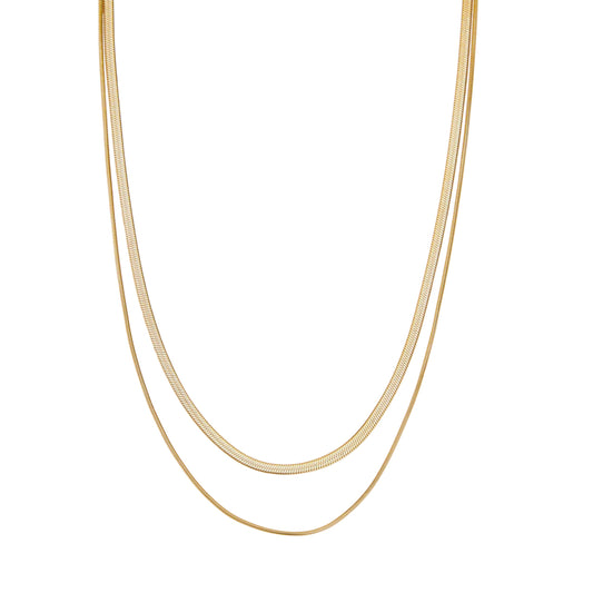 Hey Harper Nassau Necklace - Waterproof & Sweatproof Simple Womens Necklaces for Everyday Wear - Silver, Rose Gold, Gold Necklaces for Women - Stainless Steel Necklace - Herringbone Chain with 14k Golden Color PVD Coating - Necklaces for Women Trendy