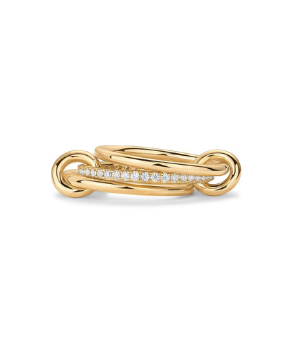 PAVOI 14K Gold Plated Interlocked Stackable Rings for Women - Statement Mixed Metals Multi Ring Stack - Cubic Zirconia Two-Toned Connected Bands Stacking Jewelry