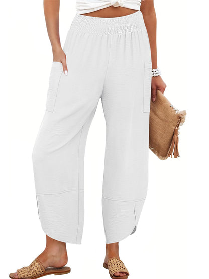 ANRABESS Womens Wide Leg Palazzo Capri Pants 2025 Summer Casual Loose High Waisted Lounge Flowy Cropped Beach Work Trousers