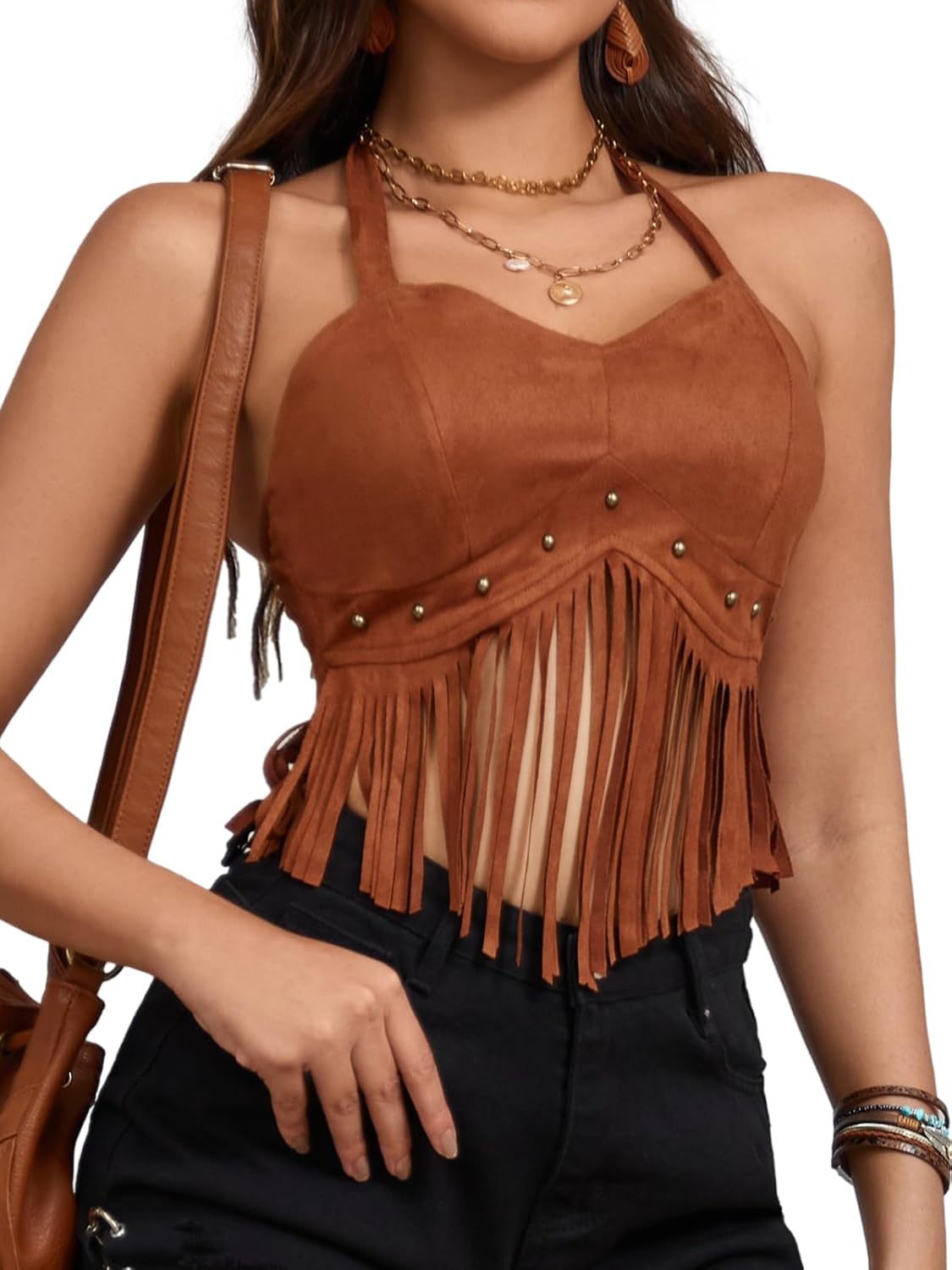 Country Concert Outfit for Women Fringe Western Rodeo Cowgirl Shirts 70s Hippie Tops with Tassel