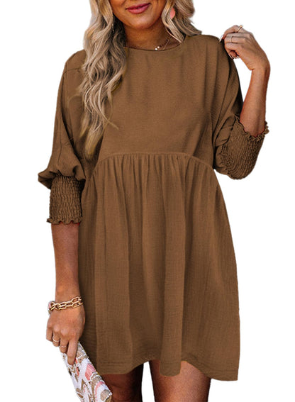 Dokotoo Womens Summer Dresses Casual Tunic Dress Short Sleeve Crew Neck Flowy Babydoll Dress