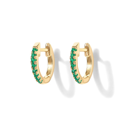 PAVOI 14K Gold Plated Sterling Silver Post Huggies | Cubic Zirconia Huggie Earrings for Women | Green, Garnet, Spinel Blue, Black, Multicolored Stones