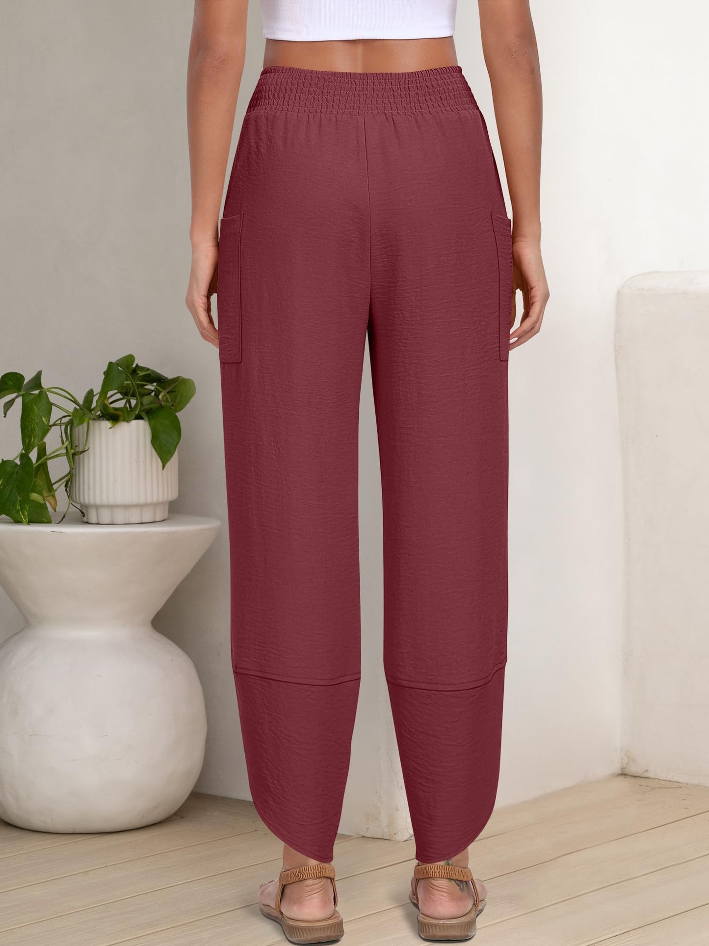 ANRABESS Womens Wide Leg Palazzo Capri Pants 2025 Summer Casual Loose High Waisted Lounge Flowy Cropped Beach Work Trousers