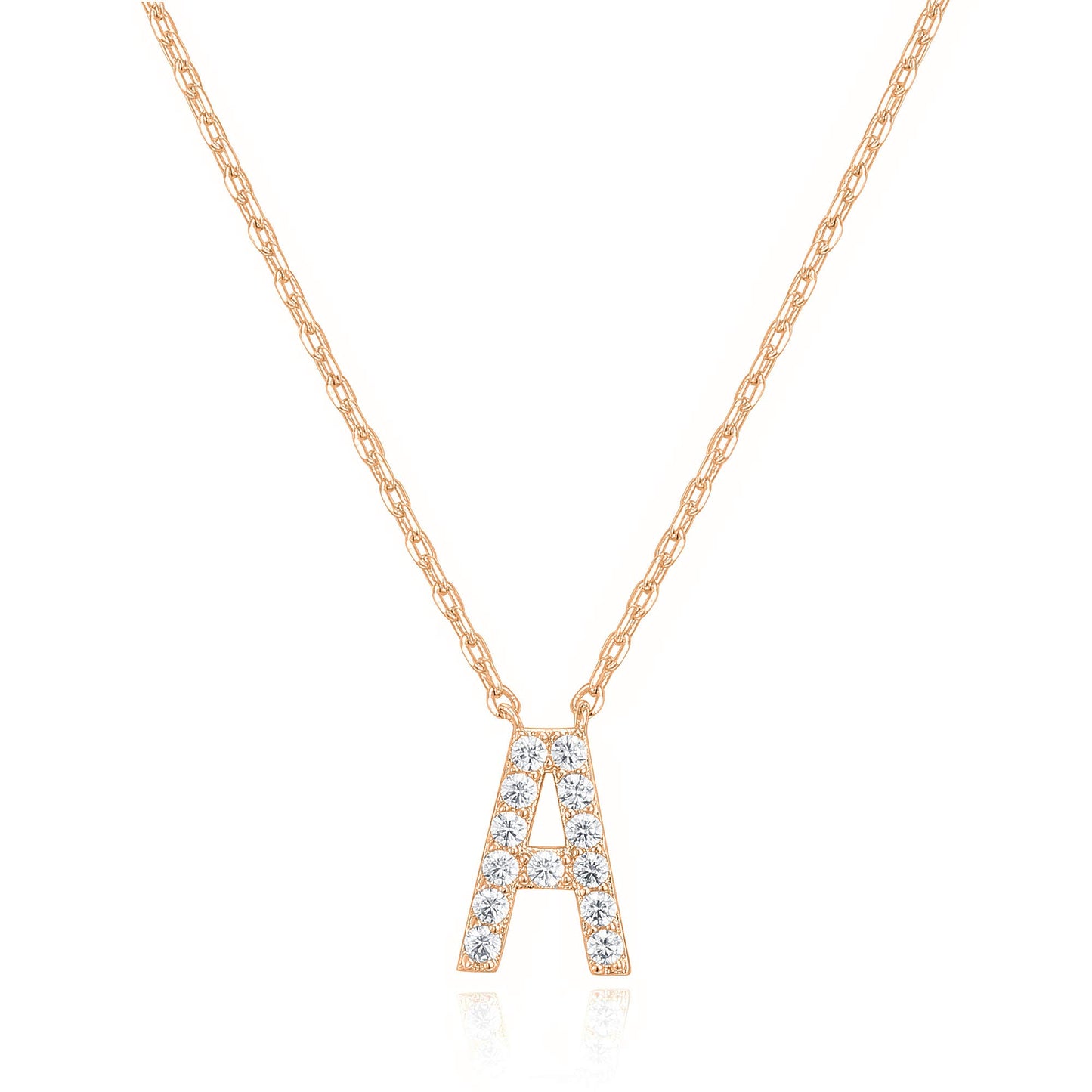 PAVOI 14K White Gold Plated Cubic Zirconia Initial Necklace | Letter Dainty Necklaces for Women