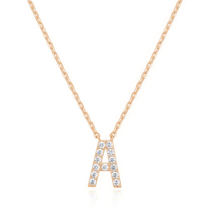 PAVOI 14K White Gold Plated Cubic Zirconia Initial Necklace | Letter Dainty Necklaces for Women