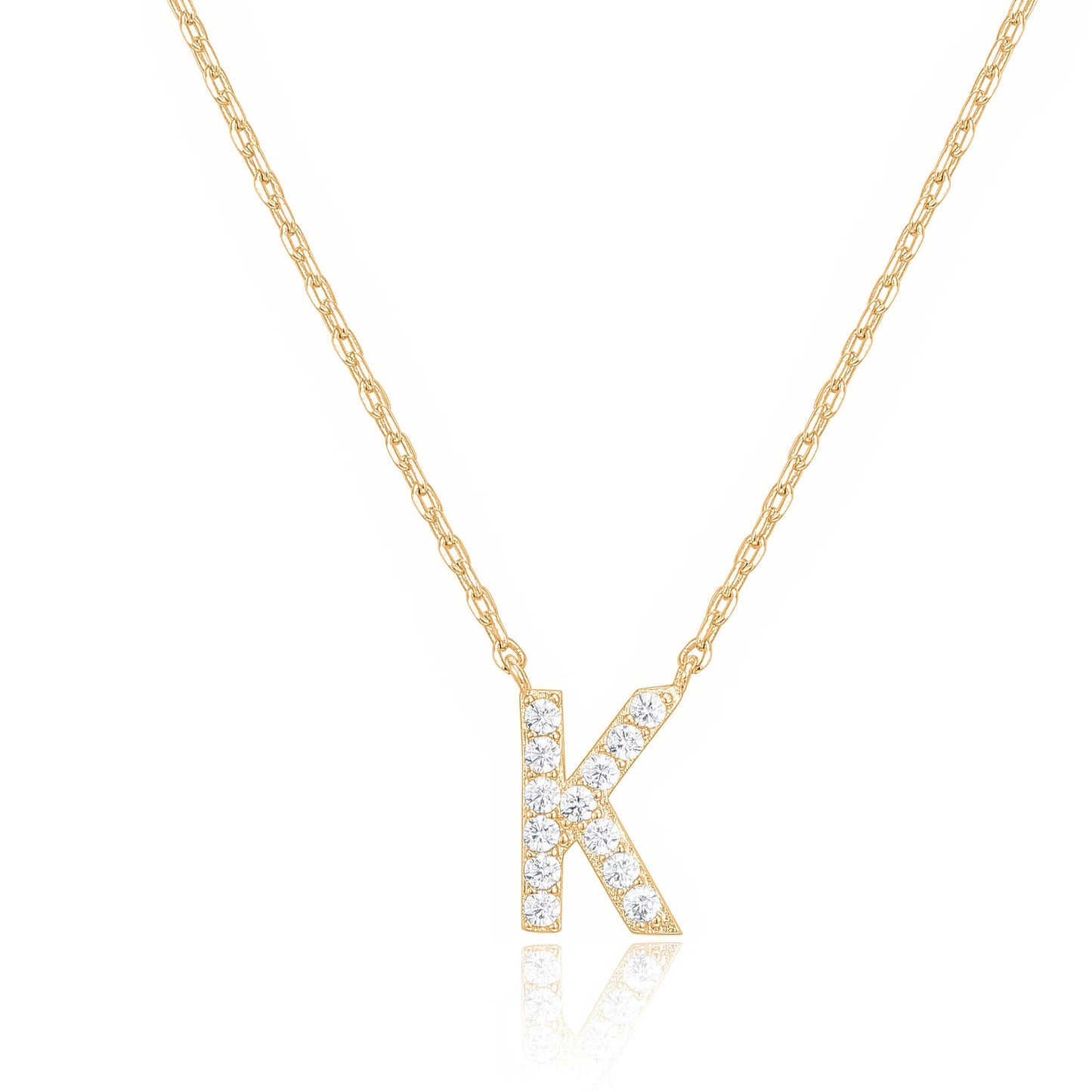 PAVOI 14K White Gold Plated Cubic Zirconia Initial Necklace | Letter Dainty Necklaces for Women