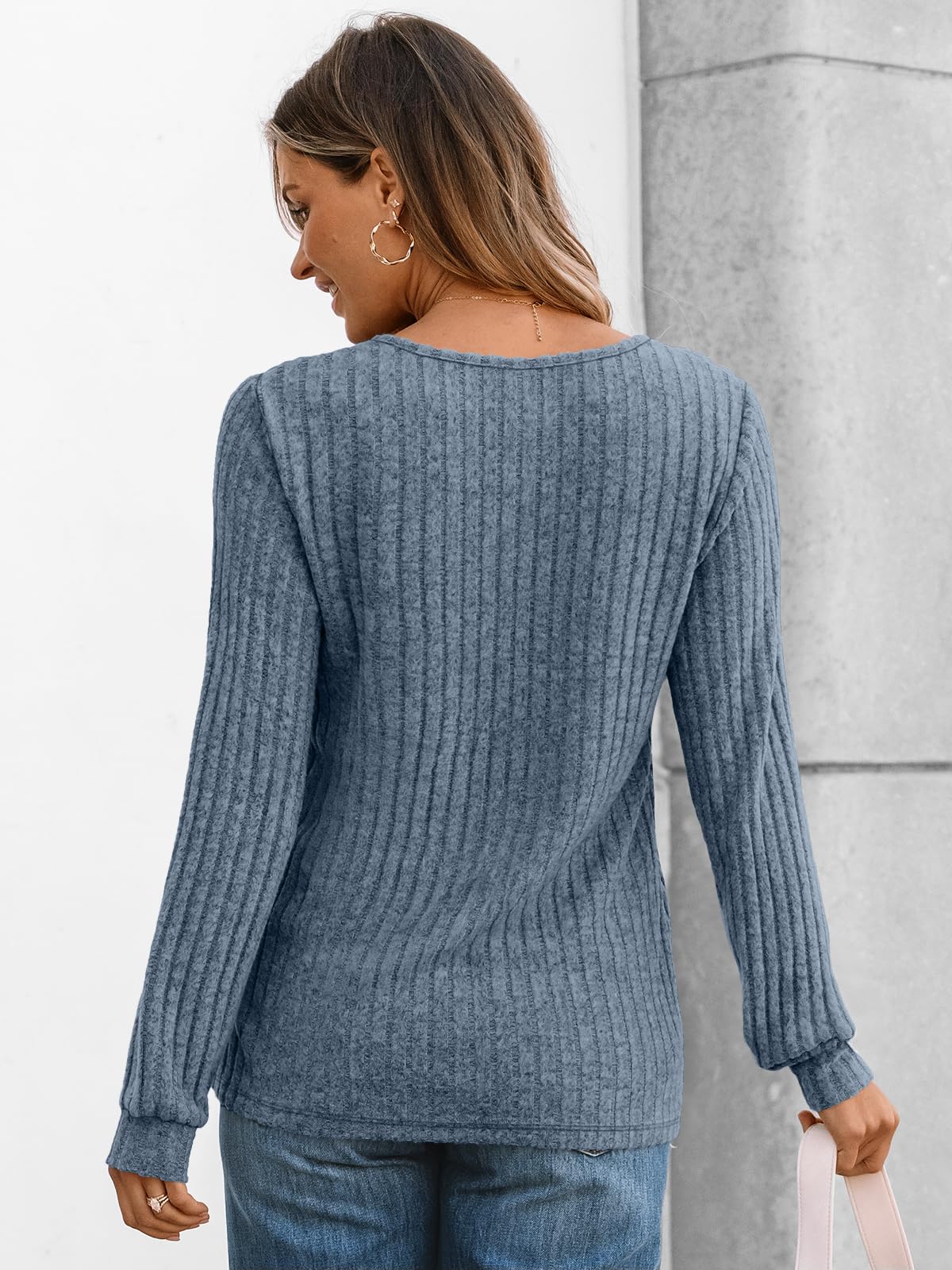 AUTOMET Long Sleeve Henley Shirts Women's Business Casual Lightweight Tunic Sweater Tops