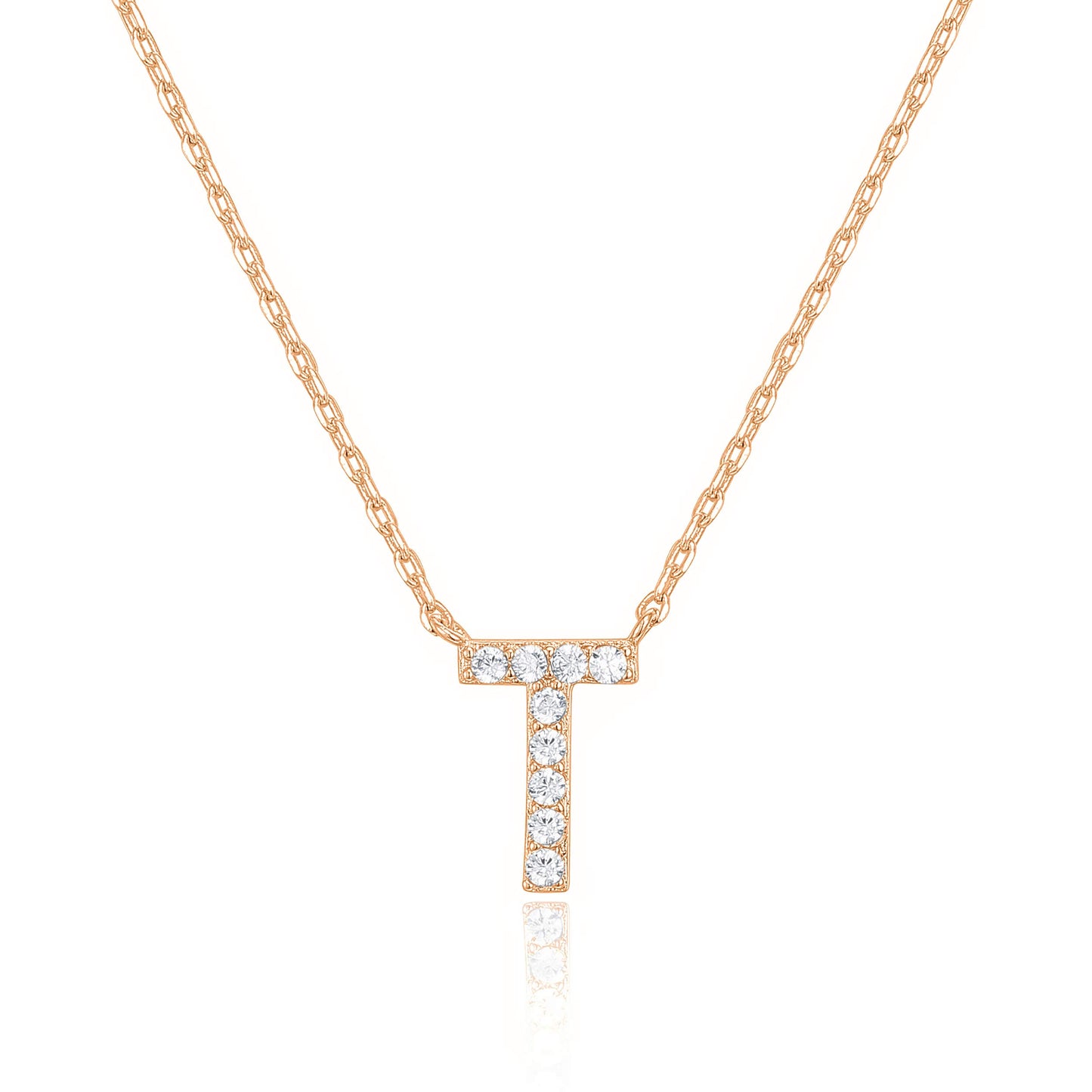 PAVOI 14K White Gold Plated Cubic Zirconia Initial Necklace | Letter Dainty Necklaces for Women
