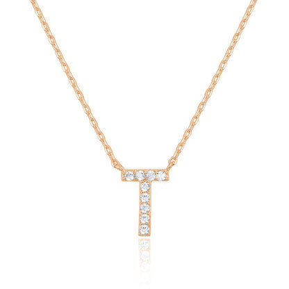 PAVOI 14K White Gold Plated Cubic Zirconia Initial Necklace | Letter Dainty Necklaces for Women