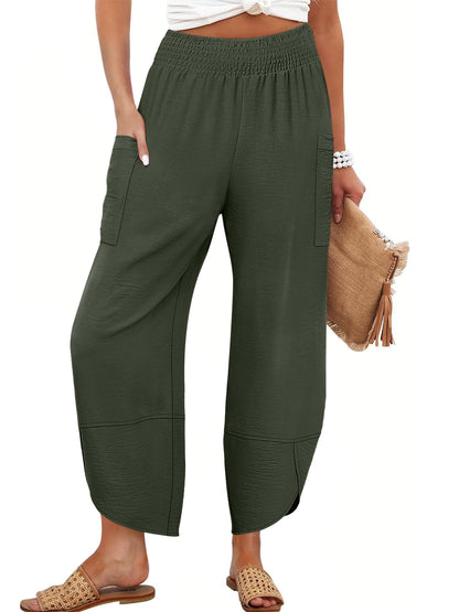 ANRABESS Womens Wide Leg Palazzo Capri Pants 2025 Summer Casual Loose High Waisted Lounge Flowy Cropped Beach Work Trousers
