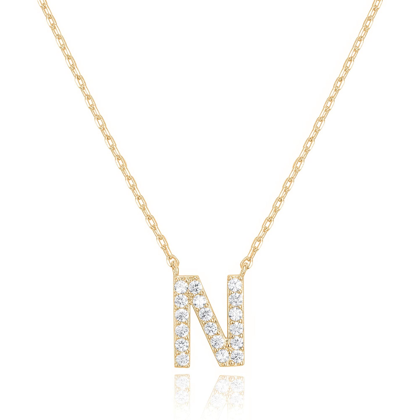 PAVOI 14K White Gold Plated Cubic Zirconia Initial Necklace | Letter Dainty Necklaces for Women