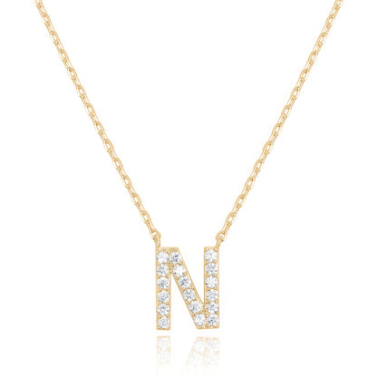PAVOI 14K White Gold Plated Cubic Zirconia Initial Necklace | Letter Dainty Necklaces for Women