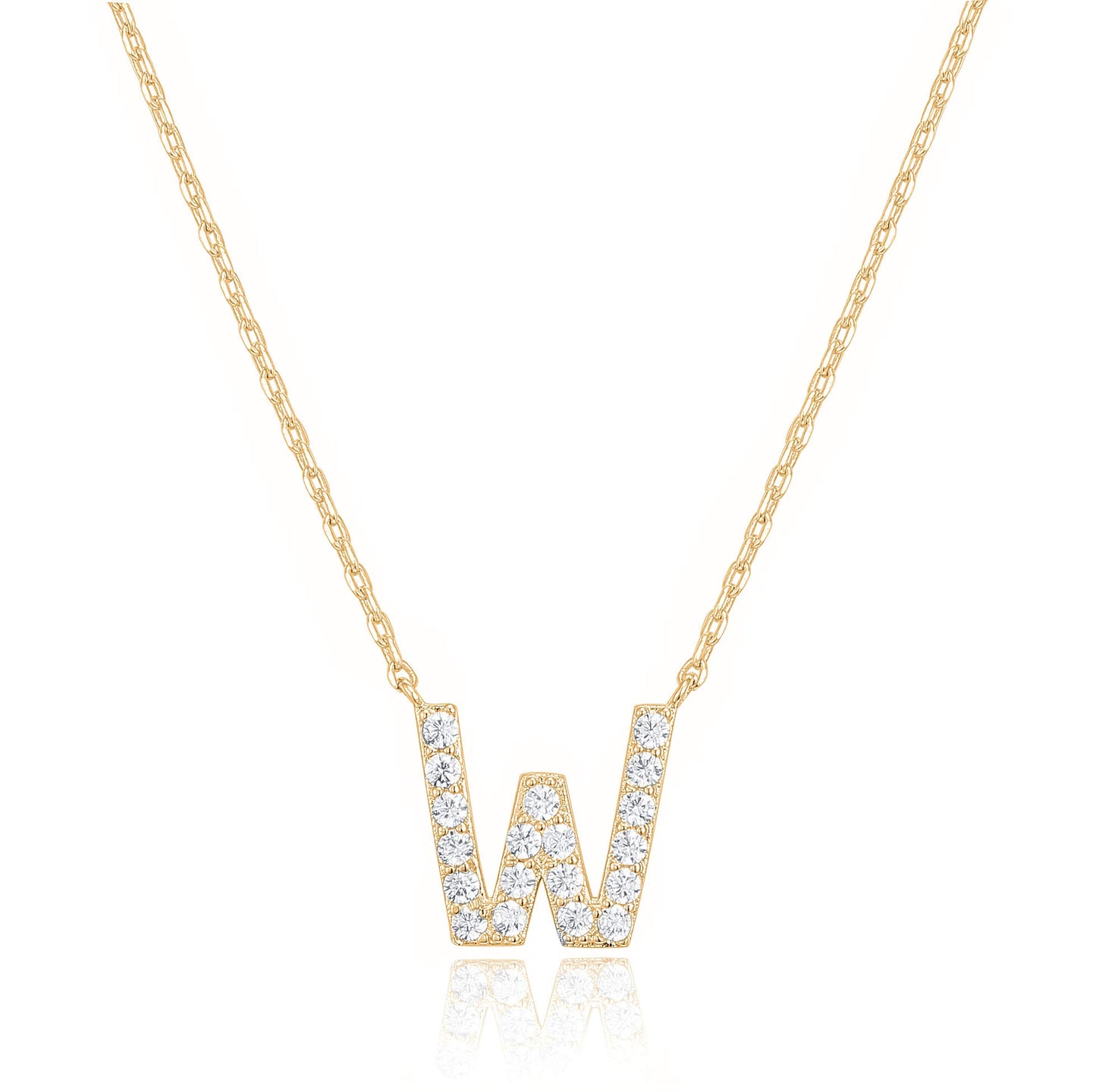 PAVOI 14K White Gold Plated Cubic Zirconia Initial Necklace | Letter Dainty Necklaces for Women