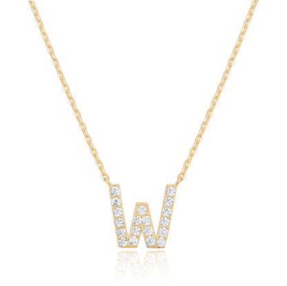 PAVOI 14K White Gold Plated Cubic Zirconia Initial Necklace | Letter Dainty Necklaces for Women