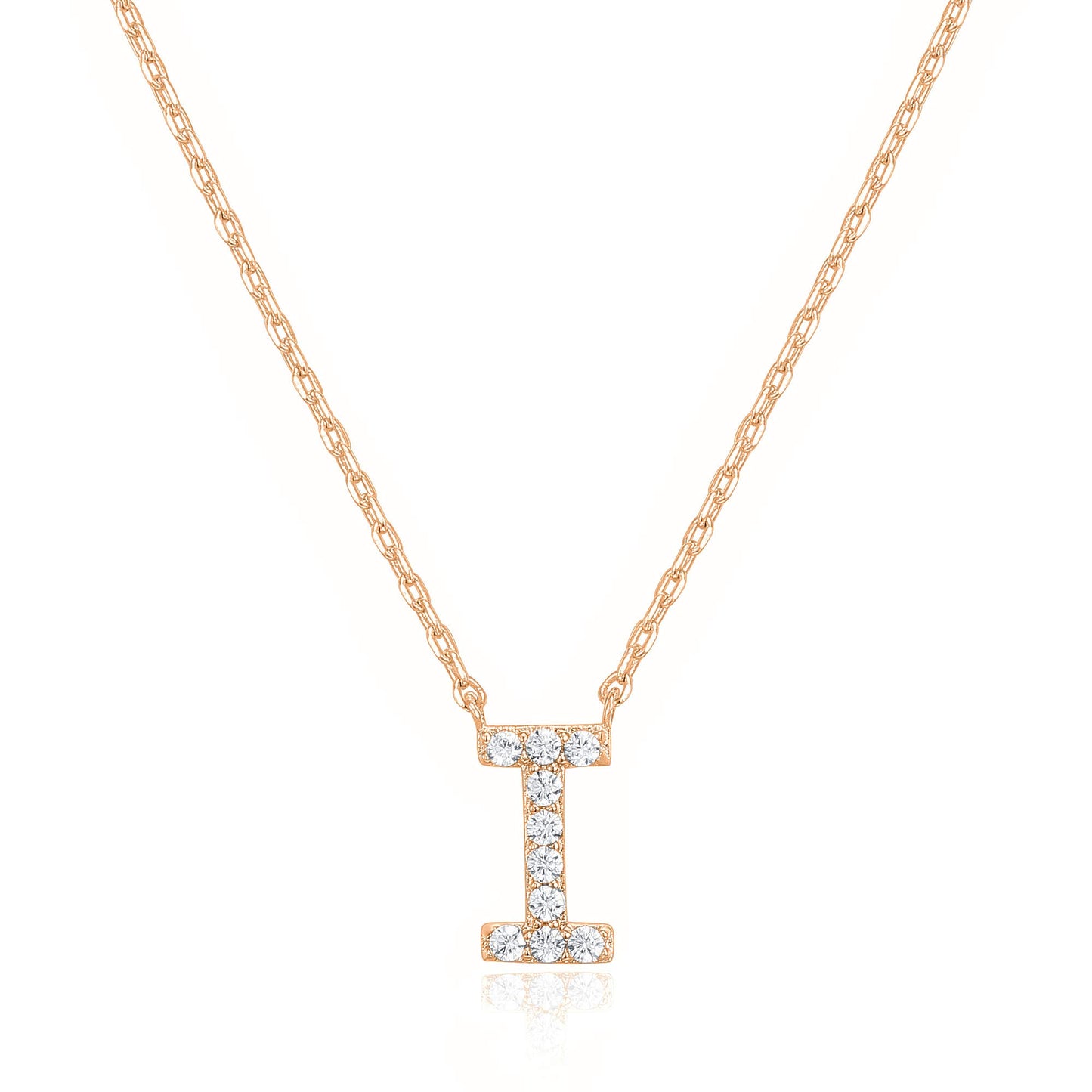 PAVOI 14K White Gold Plated Cubic Zirconia Initial Necklace | Letter Dainty Necklaces for Women