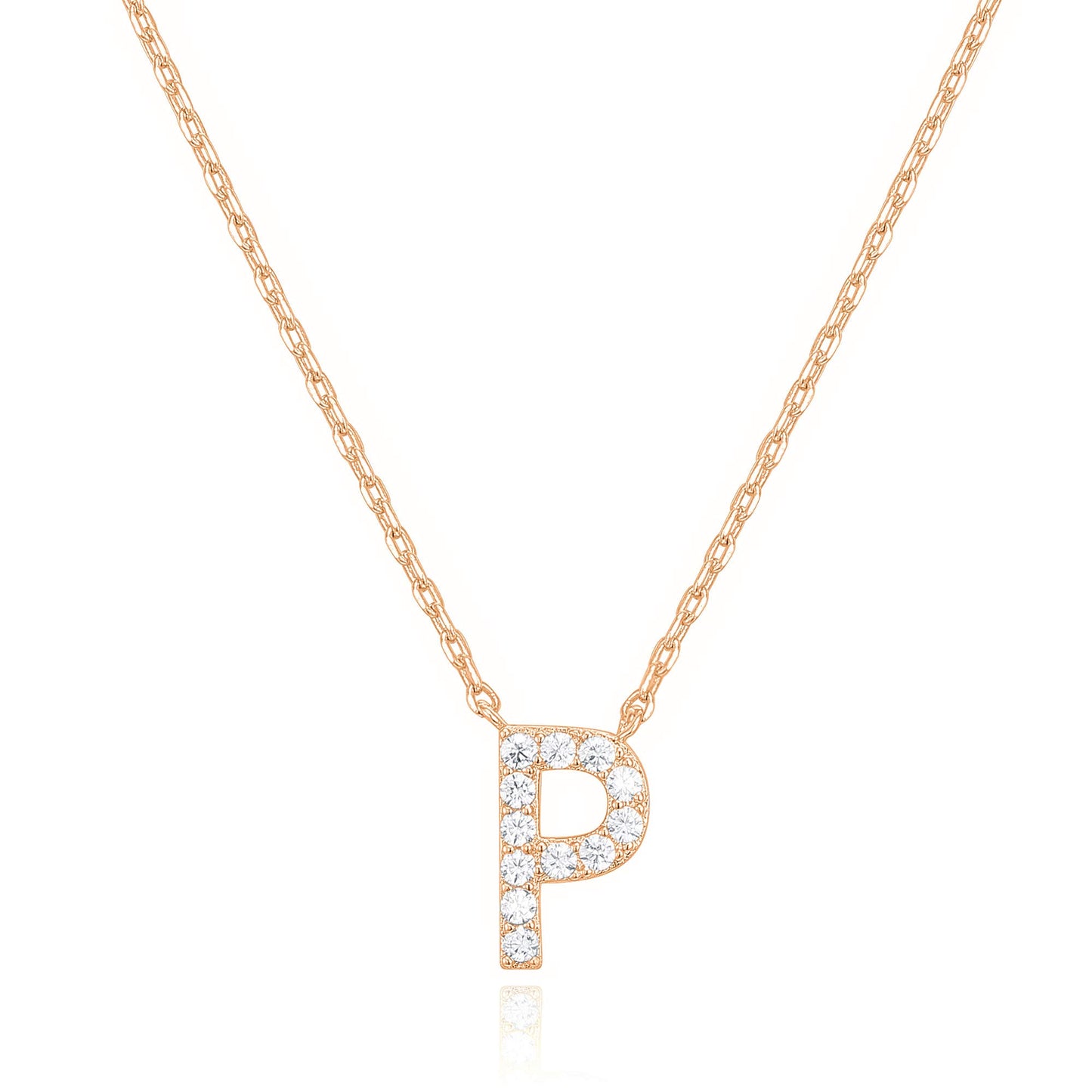 PAVOI 14K White Gold Plated Cubic Zirconia Initial Necklace | Letter Dainty Necklaces for Women