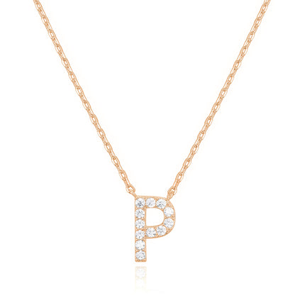 PAVOI 14K White Gold Plated Cubic Zirconia Initial Necklace | Letter Dainty Necklaces for Women