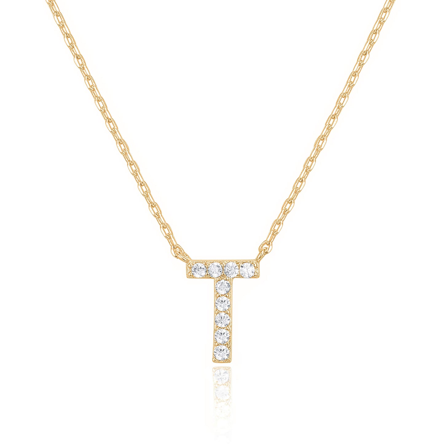 PAVOI 14K White Gold Plated Cubic Zirconia Initial Necklace | Letter Dainty Necklaces for Women
