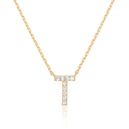PAVOI 14K White Gold Plated Cubic Zirconia Initial Necklace | Letter Dainty Necklaces for Women