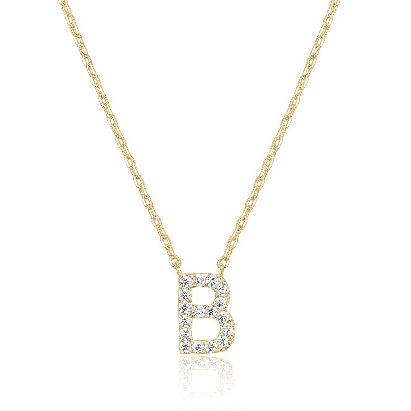 PAVOI 14K White Gold Plated Cubic Zirconia Initial Necklace | Letter Dainty Necklaces for Women