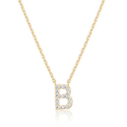 PAVOI 14K White Gold Plated Cubic Zirconia Initial Necklace | Letter Dainty Necklaces for Women