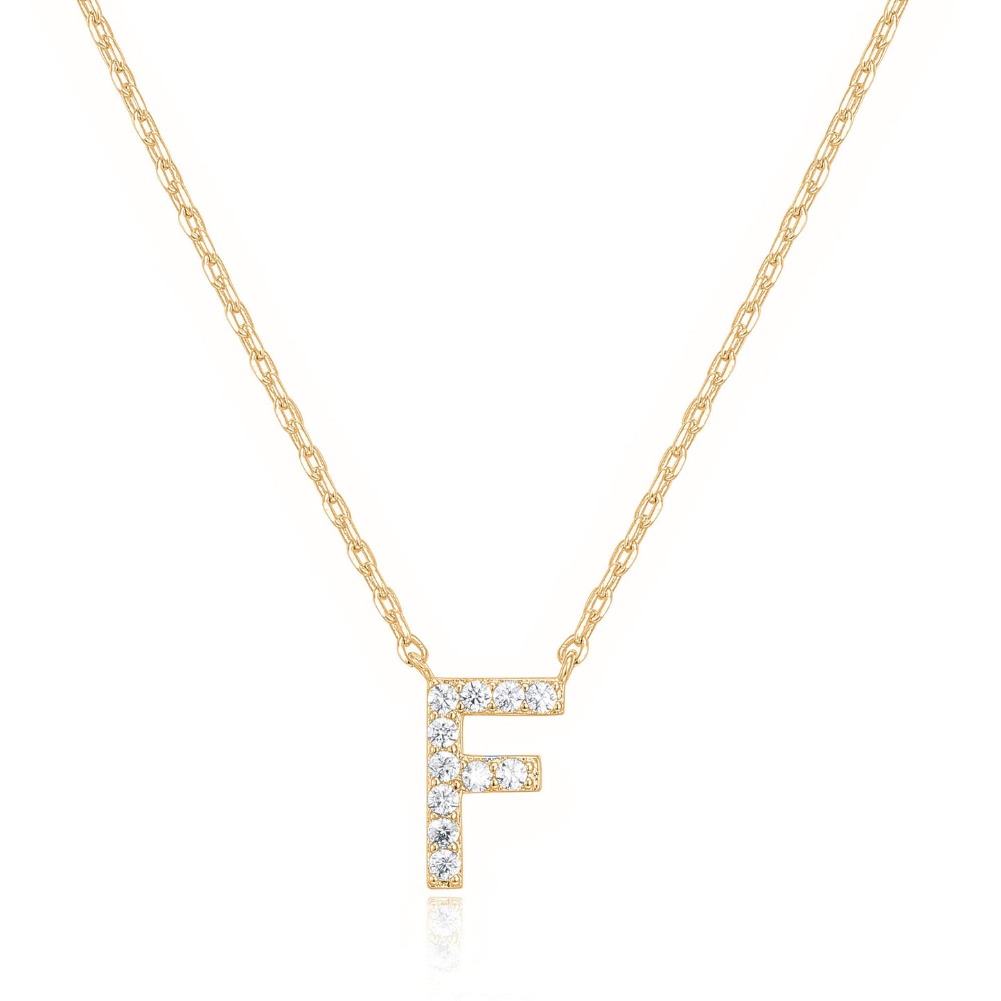 PAVOI 14K White Gold Plated Cubic Zirconia Initial Necklace | Letter Dainty Necklaces for Women