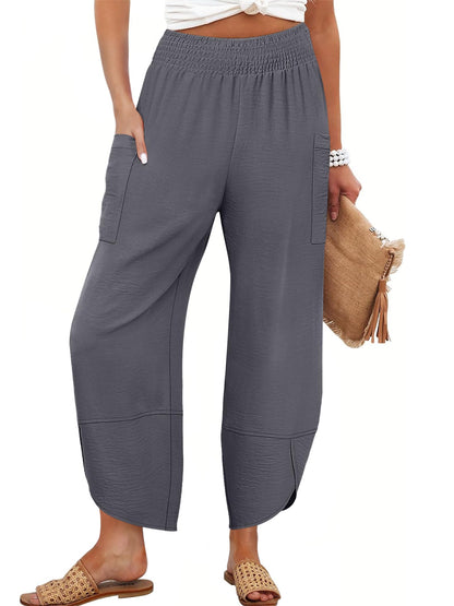 ANRABESS Womens Wide Leg Palazzo Capri Pants 2025 Summer Casual Loose High Waisted Lounge Flowy Cropped Beach Work Trousers