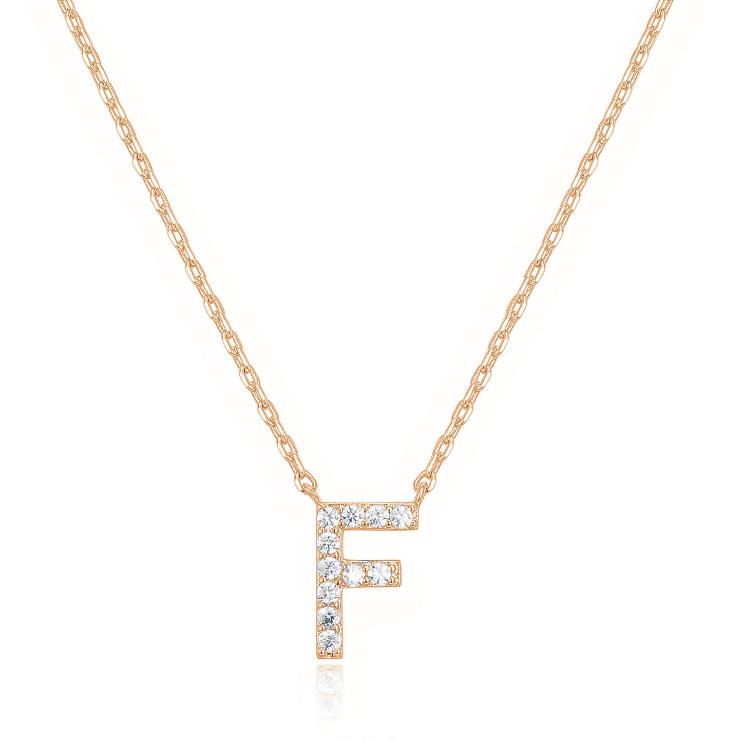 PAVOI 14K White Gold Plated Cubic Zirconia Initial Necklace | Letter Dainty Necklaces for Women