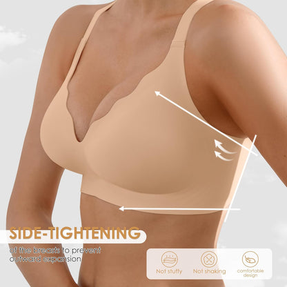 Wireless Seamless Jelly Bra for Women with Support - No Underwire Full Coverage Push Up Bras for Women