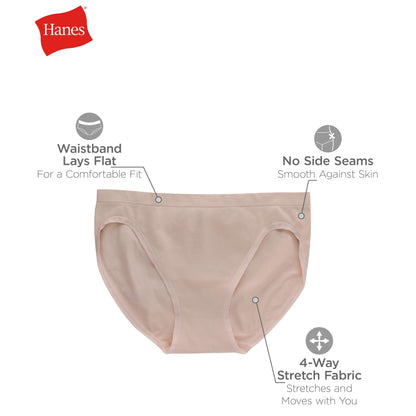 Hanes Women's Seamless Underwear Pack, Comfort Flex Fit Bikini Boyshort or Thong Panties, 6-Pack