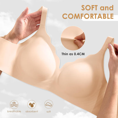 Wireless Seamless Jelly Bra for Women with Support - No Underwire Full Coverage Push Up Bras for Women