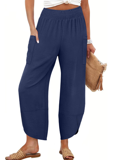 ANRABESS Womens Wide Leg Palazzo Capri Pants 2025 Summer Casual Loose High Waisted Lounge Flowy Cropped Beach Work Trousers