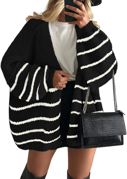 PRETTYGARDEN Womens Oversized Cardigan Sweaters 2025 Fall Long Lantern Sleeve Knit Open Front Lightweight Sweater
