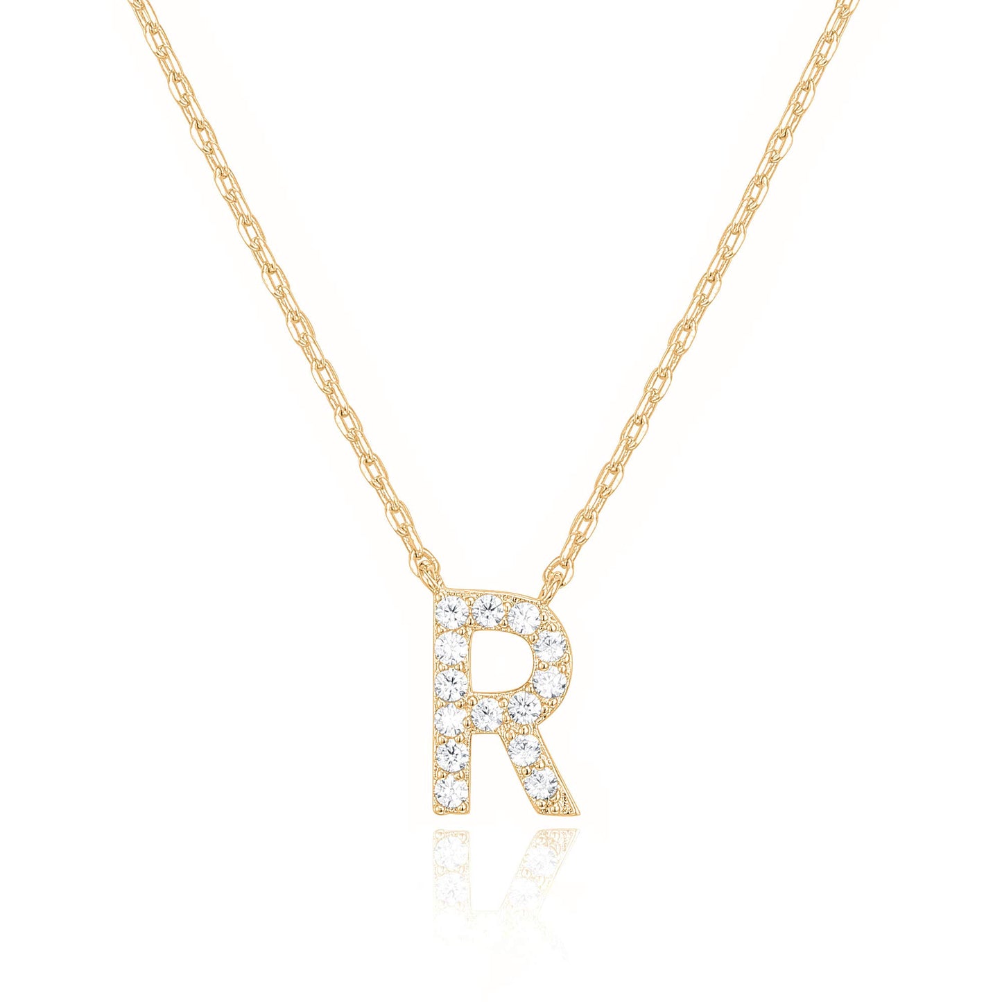 PAVOI 14K White Gold Plated Cubic Zirconia Initial Necklace | Letter Dainty Necklaces for Women