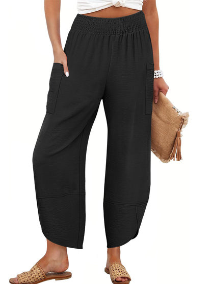 ANRABESS Womens Wide Leg Palazzo Capri Pants 2025 Summer Casual Loose High Waisted Lounge Flowy Cropped Beach Work Trousers